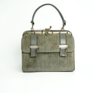 1950-60s HARRY ROSENFELD Vintage Grey Buckle Velvet Faux Lock Clasp Box …